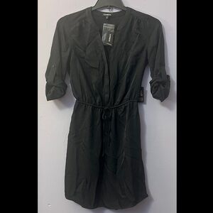 EXPRESS Black Drawstring Shirt Dress